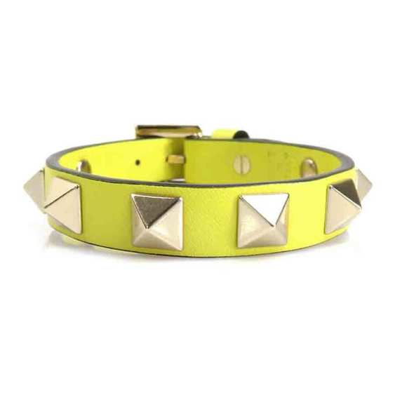 VALENTINO GARAVANI Garavani bracelet leather/metal yellow x gold ladies - Picture 2 of 5